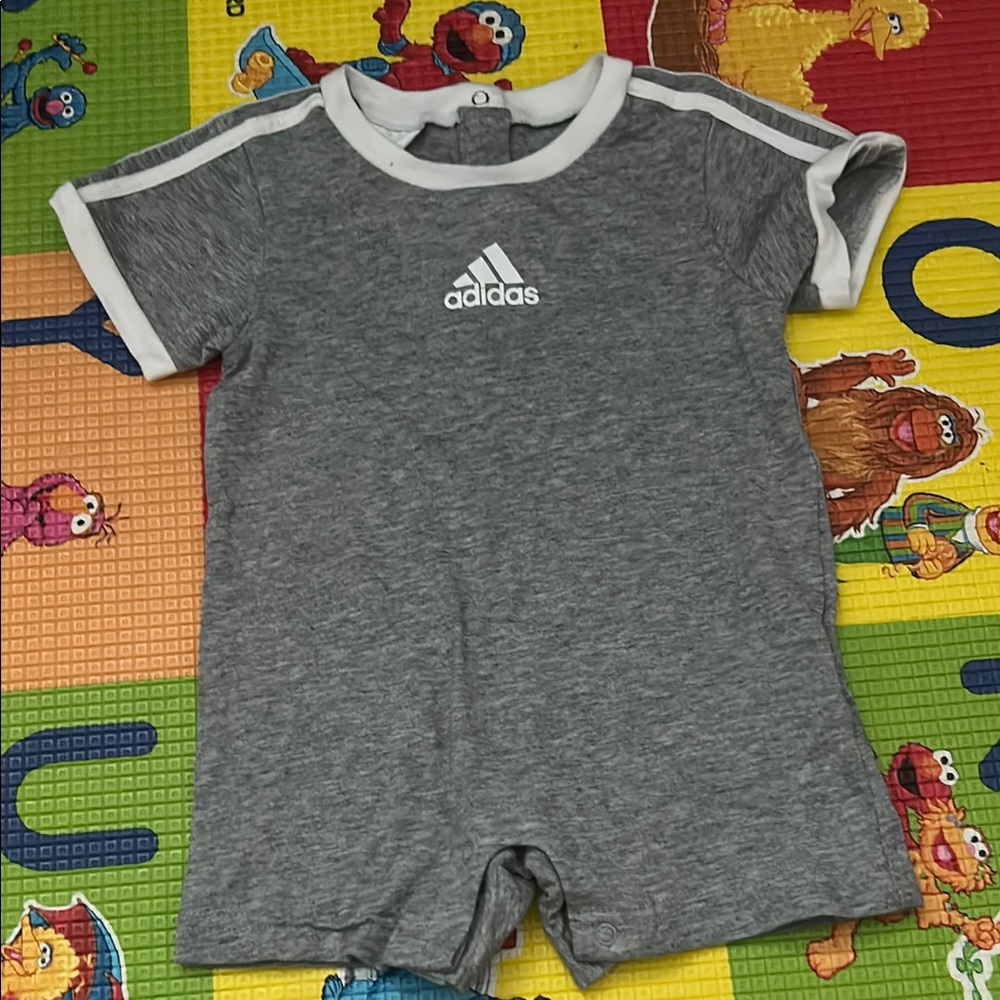 Adidas Infant Gray Romper with White Trim